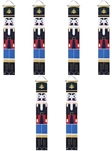 Mobestech 3 Pairs Walnut Soldier Couplet Banner Christmas Tree Light up Nutcracker Outdoor Burlap Outdoor Decorations Outdoor Light up Nutcrackers LED Fairy Lights Bunting Garland Polyester