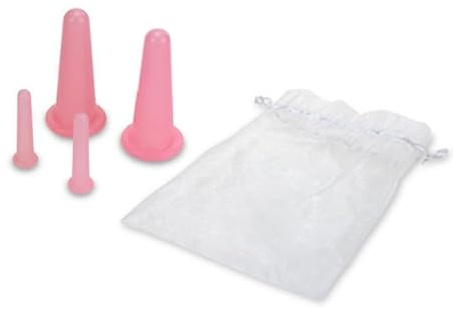 Facial Cupping Therapy Set for Face & Body-Pink Anti-Cellulite Massage Cups | Pink silicone cupping set with pouch. Anti-cellulite vacuum massage cups for face, eye & body. Lymphatic drainage, latex-free
