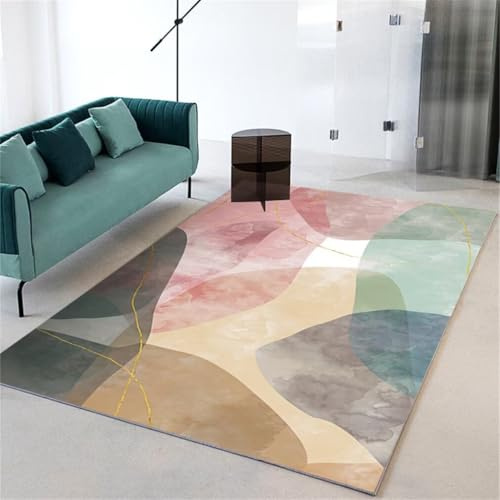 QGYFRE XXL Teppich Wohnzimmer Teppichs kinderzimmerteppich Junge 120x180CM Kinderteppiche Mädchen Rosa Grüner Abstrakter geometrischer Klein