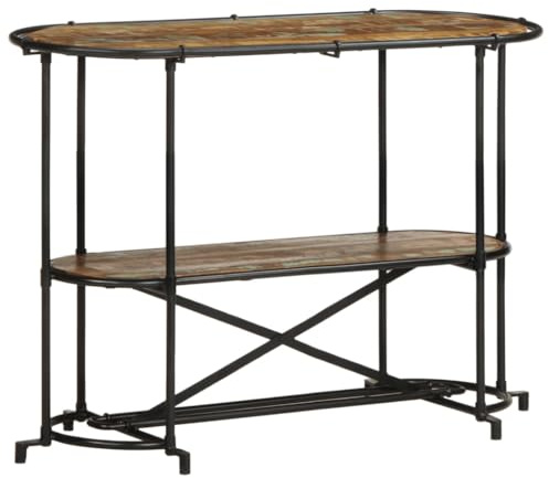mtlskopl Beistelltisch 110x42x76 cm aus robustem Altholz und Eisen im Industrial-Design, moderner Couch- & Side Table für Wohnzimmer Flur Schlafzimmer