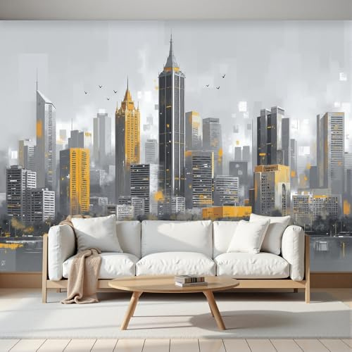 Tapete 3D Fototapete Modern Urban 250 x 175cm Seidentapete Wandbild Fototapeten, Seiden Tapeten Wandtapete Schlafzimmer, Wohnzimmer, TV Hintergrund Wand Wolkenkratzer Wanddeko