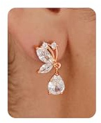 PRTGL Drop Earrings - 14k Gold Plated/Silver/Rose Gold Plated Sparkle Cubic Zirconia Luxury Drop Earrings for Women Wedding Bridal Party