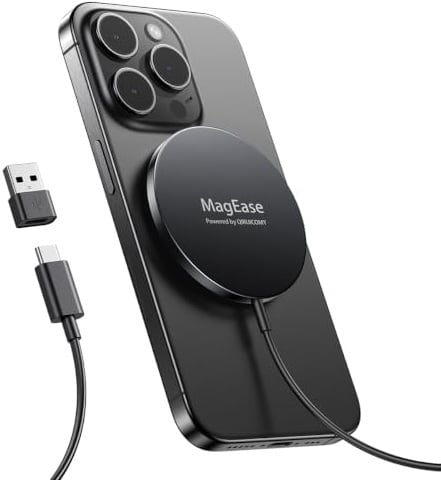 Caricatore wireless per iphone Magnetico, Base di Ricarica Wireless Rapida per iPhone 18 Pro Max/Duo/17/16/15/14/13/12 e AirPods5/4/3/2/Pro con Doppia Porta di Ricarica,Nero (Alimentatore non incluso)