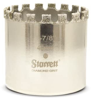 Starrett Diamond Grit Hole Saw - D0178 Ceramic and Tile Drill Cutter - For Brick Glass Marble Slate Stone Porcelain - 48mm (1.7/8 inch)