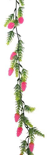 Artif-déco.com - Guirlande de 30 pommes de pin artificielles Fushia plastique L 180 cm - couleur: Rose fushia 730