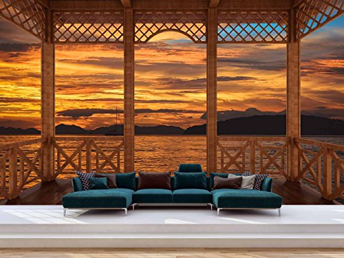Fotomural Vinilo Pared Paisaje Lago Atardecer | Fotomural para paredes | Mural | Vinilo Decorativo | Varias Medidas 150 x 100 cm | Decoración comedores, salones, habitaciones...