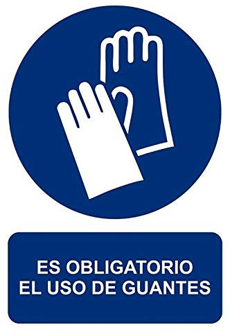MovilCom® - Adhesivo OBLIGATORIO USO DE GUANTES 150X200mm Señal de obligación (ref.RD25603)