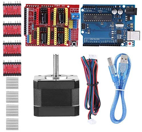 CNC Shield V3.0 Schrittmotor-Steuerungskit, Controller + Nema 17 Schrittmotor + CNC Shield V3.0 + R3-Platine + Kühlkörper, 3D-Drucker CNC-Steuerungskit