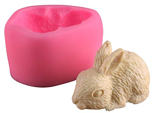 Neckip Silikon Osterhase-Form, 3D-Osterhase-Form-Kuchen-Deko-Fondant aus Silikon, Rosa, Hase, 0.295 cups, Backform