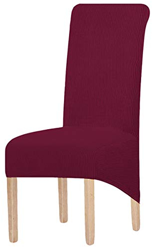 KELUINA XL Stuhlhussen,Universal Stretch Stuhlhussen 2er 4er 6er Set Stuhlbezug für Stuhl Esszimmer(Weinrot,6 Stück)