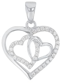 Amor Motivanhänger 925 Sterling Silber Damen Anhänger, mit Zirkonia synth., 2 cm, Silber, Herz, Kommt in Schmuck Geschenk Box, 2023028