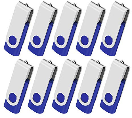 Clé USB 4Go Lot de 10 Cles USB 2.0 Mémoire Stick Lecteur USB Flash Drive Stockage Rotation Disque Pendrive pour Ordinateur Portable/PC/Voiture (Bleu)