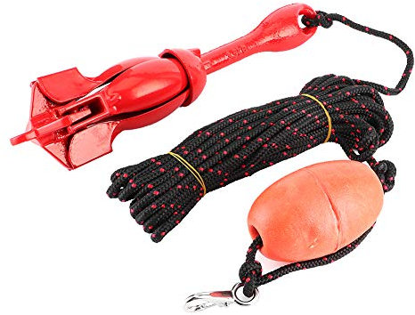 Bootsanker-Kit, Bootsanker-Kit, Qiilu Faltanker, Faltbare Anker Kit 1,5 kg Roter Universal-Edelstahl-Grapnel für Bootsjacht-Kajakkanus