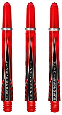 Ignite Harrows Supergrip Dart-Schäfte, Rot, Länge und Anzahl der Sets (40, 3 Sets)