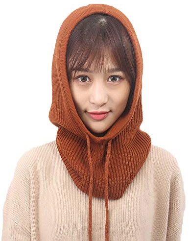 Yekeyi Winterhaube, gestrickt, aus Kaschmir, Skimaske, Outdoor-Mütze, für Damen, braun, One size