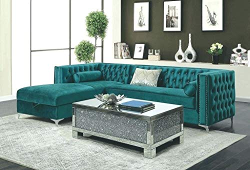 jvmoebel Ecksofa Chesterfield Textil Samt Polster Sofa Couch Sitz Eck Garnitur Turkis