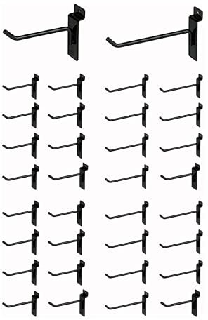 KINGDOM SOLUTIONS - 50 crochets muraux noirs en métal (25 de chaque 10,2 cm et 15,2 cm) pour l'organisation du garage, crochets pour panneaux perforés pour usage intensif, affichage de détail