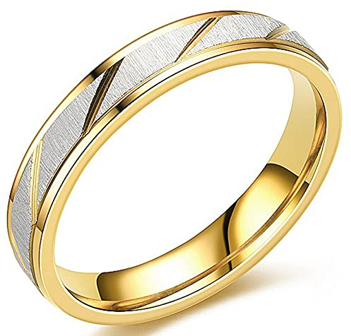 AMDXD Trauringe Gold, Köper Muster Ring Damen Matt für Party, Poliert und Matt, Gold, Gr.62 (19.7), 1 Pc, Schmuck