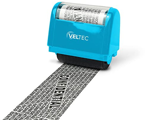 Veltec ID Protector Tintenroller – Identitätsdiebstahlschutz Roller Stempel (Blau, nur Stempel)