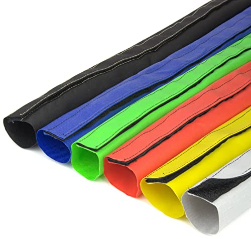 Meterware Kabelschlauch/Nylon-Gewebeschlauch mit Klettverschluss Ø 80mm blau*** Viele Größen & Farben *** Kabelschutz Schutz Schlauch Hitze Abrieb