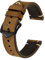 BISONSTRAP Uhrenarmband für Herren, Handgefertigte Stiche Leder Armband, Schnellverschluss, 22mm, Sattelbraun mit Schwarzer Schnalle