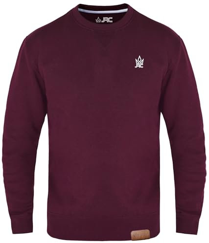 JRC Mens Fleece Crewneck Sweatshirts & Pullovers, Round Neck Long Sleeve Jumper, Sweater for Sports & Workwear (MAROON, XXL)