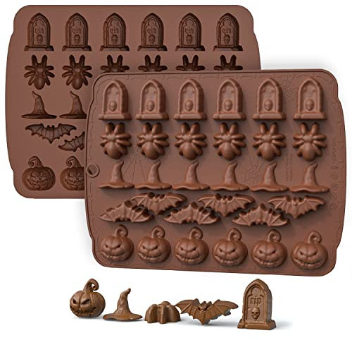 Maskworld Mini Halloween Symbole Motiv-Silikonform für Fruchtgummis & Schokolade - 30 Figuren - Halloween, Karneval & Motto-Party