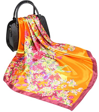 FAIRYGATE Seidentuch Haare Seidenschal Damen Elegantes Halstuch Quadrat Schal Frauen Kopftuch Schal Business Scarf Taschentücher Bandana 73018