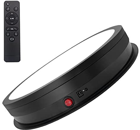 Elektrische rotierende Anzeigeständer mit LED -Licht, motorisierter rotierender Drehsteuer -Fernbedienungsfotografie Turntable Motorisierte rotierende Anzeigeständer für Produktanzeigen,Black