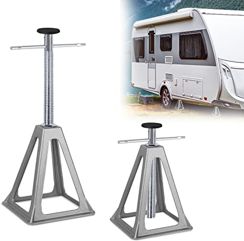Yznahre Stützbock für Caravan Wohnwagen Stützbock Wohnmobil Stützbock Abstellböcke Aluminium Stützen Unterstellbock Höhenverstellbar 28-45 cm, bis 1000KG Belastbar pro Stütze (2er Set)