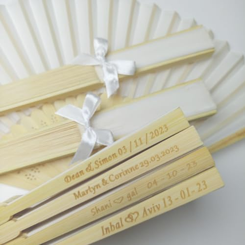 agsu Personalisiertes Handfächer Weiß Fächer Hochzeit Papierfächer Hochzeitsfächer Personalisiert Name Faltfächer Gastgeschenk Für Hochzeit Sommer Party (40pcs)