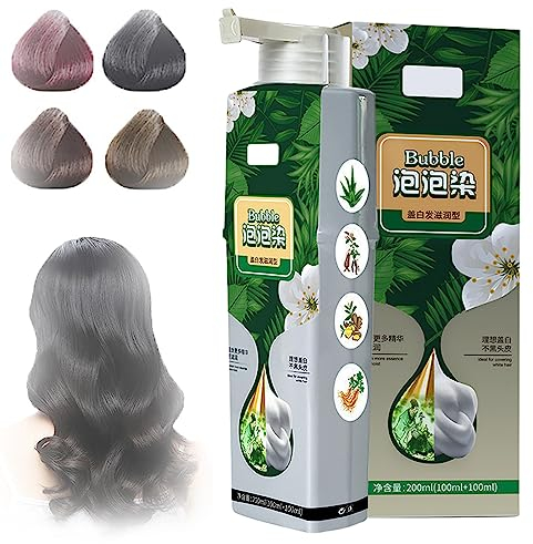 Reiner Pflanzenextrakt Für Graues Haar, Blasenfärbemittel, Sofortiges, Natürliches Pflanzenblasen-Haarfärbe-Shampoo, Leicht Zu Waschende Haarwasch-Farbcreme Für Den Haushalt (Dunkelbraun)