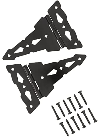 ADVANTAGE INDUSTRIES Robuste, dekorative, moderne T-Scharniere für Holztore, Schuppen und Scheunentore, Hardware und Schrauben im Lieferumfang enthalten, verzinkter Stahl, schwarz