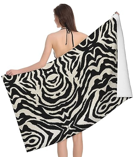 BUULOO Zebra Tier Badetuch, 80 × 130 cm Mikrofaser schnell trocknend Pool Handtuch Badetuch Super Softbeach Sauna Strandtuch, Geschenkideen, Männer Frauen