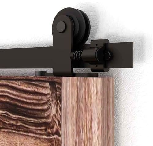 LTIYITL 213CM/7FT Sliding Barn Door Kit,Heavy Duty Carbon Steel Closet Barn Door Track Hardware,Smoothly and Quietly,Fits T-Shaped Single Doors, Top Mounted Rollers, Black
