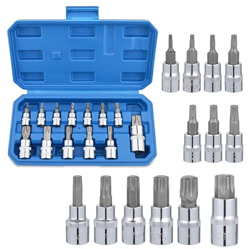CLKE 13 Pièces Coffret Douille Torx Temelle, T8 - T70 Douille Torx Male 1/2 1/4 3/8, Embout Torx T55 T8 T10 T15 T20 T25 T27 T30 T40 T45 T50 T60 T70