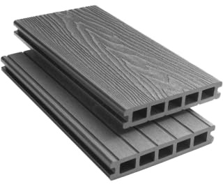 Tuda Grass Direct | 3.6m Composite Decking Boards WPC – Deep Embossed Woodgrain Effect | 9 Colours | Fixings & L-Shaped Edging Trims Included | (5 sqm | 10 Boards, Grey)