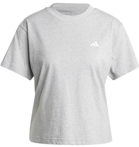 adidas Damen Essentials SMALL Logo T-Shirt, medium Grey Heather, XS