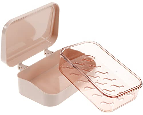 Operitacx Seifendose Mit Deckel, Seifenschale Mit Ablauf, Tragbare Seifenbox FüR Badezimmer, Und KüChe, Abs Material, 13,5 X 9 X 5 cm