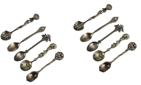 BESTonZON 10 Piezas Cucharas De Café Antiguas Cucharas Doradas Para Café Cucharas Soperas Juego Cubiertos Juego De Cubiertos Cucharillas Cucharas Negras Cuchara De Yogur Especial
