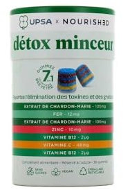 UPSA Nourished - DETOX MINCEUR - Complément alimentaire sans sucres favorisant l'élimination des toxines et des graisses - Boites de 30 Gummies