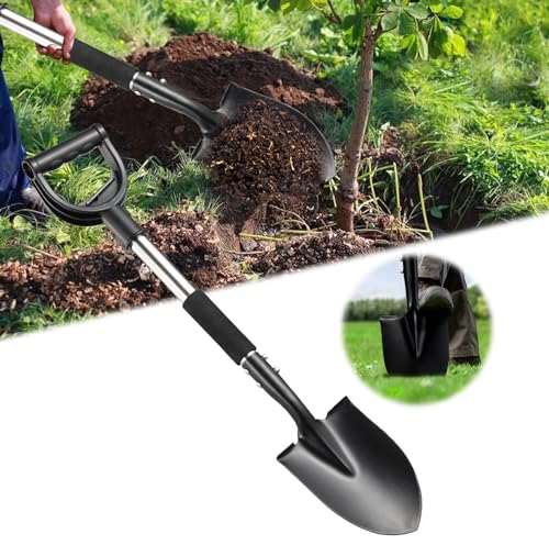 Gartenspaten mit D-Griff, Länge: 79 cm, Hochwertiger Borstahl, Gärtnerspaten Ergonomic für Harte, Steinige Böden, Kleine Spaten