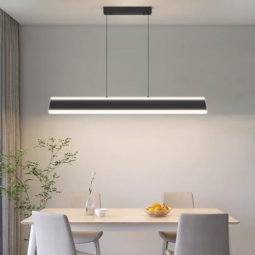 Mikeru 80cm Lineare Pendelleuchte, Ferngesteuerte LED Esstischlampe 3000k/4500k/6500k mit Memory Funktion 10% bis 100% Dimmbar Hängende Lampe Esszimmer für Konferenzsaal, Bar, Kaffeehaus