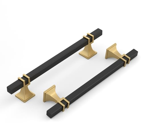 LONTAN 5 Stück Schrankgriffe Schwarz Gold Griffe für Küchenschränke 160mm lochabstand Möbelgriffe Küchengriffe Türgriffe Küche Küchengriffe Edelstahl Küchenschrank Griffe Möbel