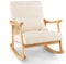 COSTWAY Relax Rocking Chair, Linen Fabric Upholstered Rocker Accent Chair with Lumbar Pillow, Solid Wood Modern Leisure Lounge Armchair for Living Room Bedroom Nursery (Beige+Natural, 78 x 66 x 83cm)
