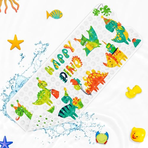 Culudea Badewannen-Duschmatte mit niedlichem Tiermotiv, bunt, lustig, rutschfest, extra lang, 101,6 x 40,6 cm, maschinenwaschbar für Badezimmer, Badewanne, Badematte für Kleinkinder und Babys