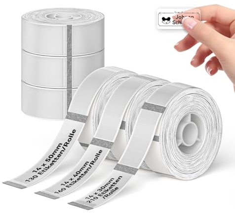 NIIMBOT Etiketten Selbstklebende Rolle für D110 / D11 / D101, 14 x 30mm/2 Rollen, 14 x 40mm/2 Rollen, 14 x 50mm/2 Rollen, 6-Rollen Thermo-Etikettenband für Home-Office-Etikettenbänder, Klar