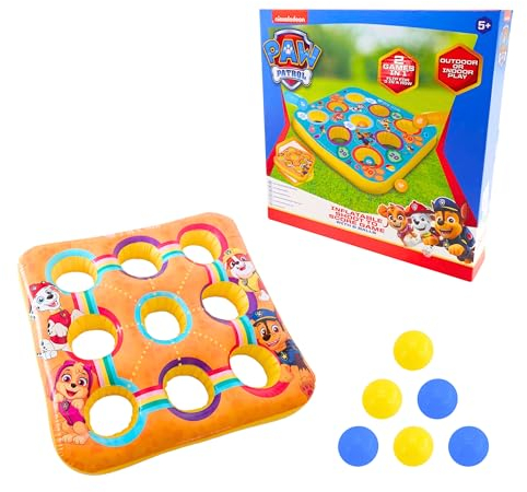 Paw Patrol Aufblasbares Spielzeug, Outdoor oder Indoor Spiel für Kinder, 2 Spiele in 1, Sommerspielzeug, Kinder Wurfspiel, Inklusive 6 Bällen