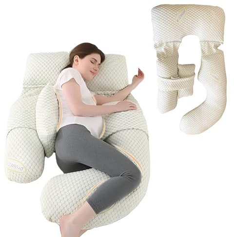 Coussin de Grossesse 360° Ergonomique – Oreiller Maternité & Allaitement – Soulagement Mal de Dos, Lombaires & Hanches – Idéal pour Dormir sur le Côté – Housse Lavable, Multifonction, Évolutif