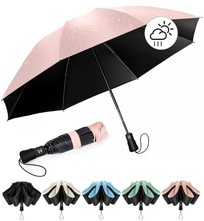 Chakipee Umbrella Windproof Strong Compact Umbrellas - Automatic Umbrella for Women and Men, Portable Folding UV Umbrellas for Travel - Fits Car & Backpack for Sun, Wind and Rain